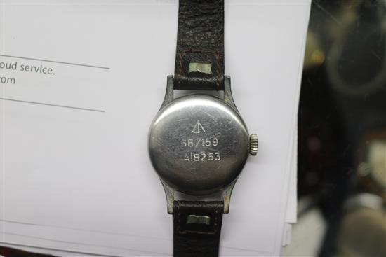 A gentlemans steel Longines military issue manual wind wrist watch,